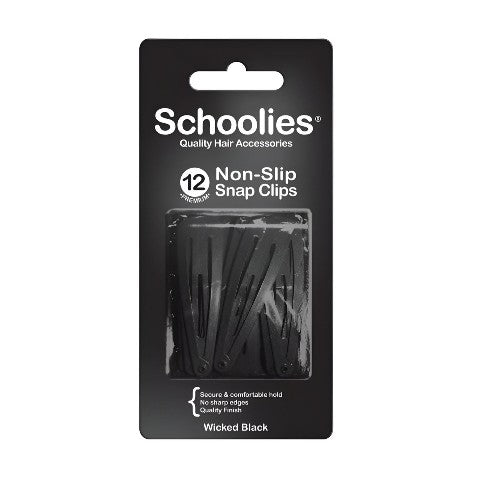 Schoolies Snap Clips Non Slip Wicked Black 12 Pack