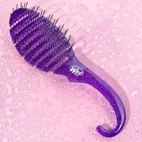 Wet Brush Shower Comb Purple Glitter Detangling Hanging Wet Brush