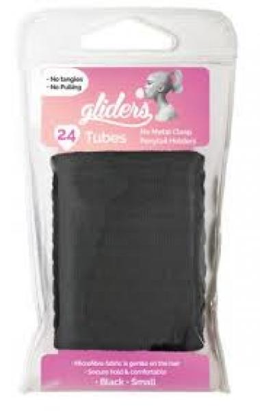 Gliders Black Tubes Small 24 Pack No Metal Clasp Pony Tail Holders Gliders
