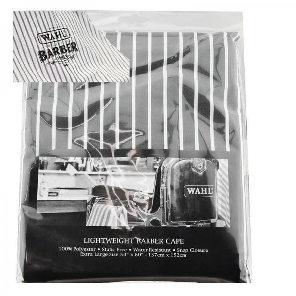 Wahl Traditional Barbers Cape White With Grey Stripes Light Weight