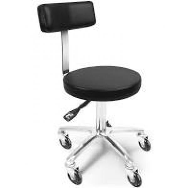 Beauty Stool Black Sierra Chrome With Backrest Aqua