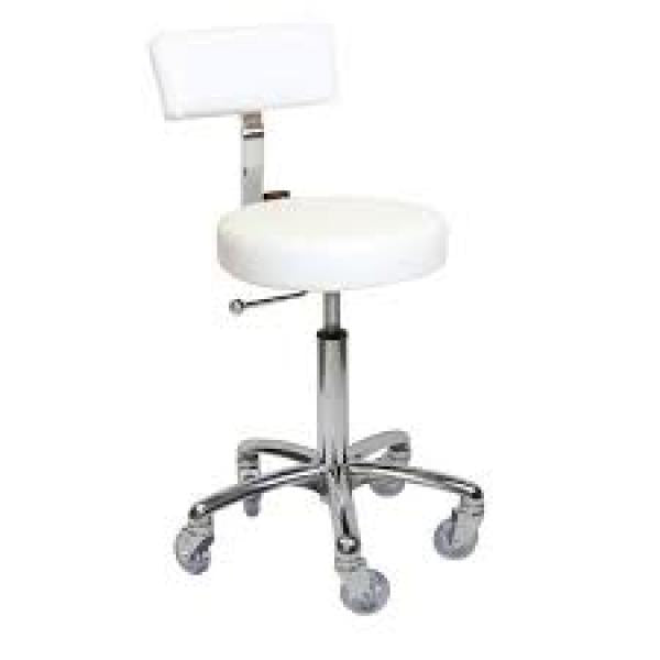 Beauty Stool White Sierra Chrome Base Backrest Aqua
