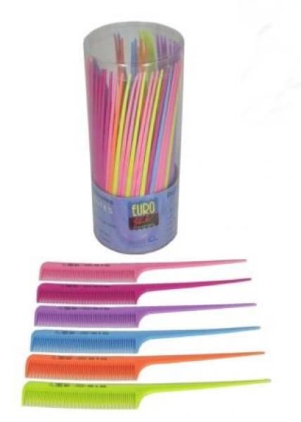 Euro Stil Plastic Tail Comb Assorted Colors