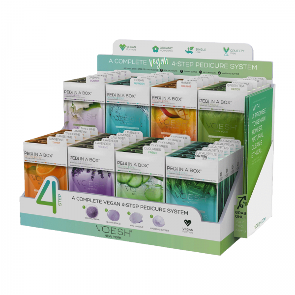 Aroma Voesh Pedicure Four In One Collection Includes Sea Soak, Moist Scrub, Mud Mask And Mass Lotion. Georgia Ella Cosmetics