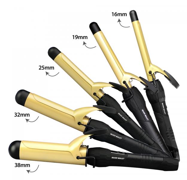 Silver Bullet Fastlane Ceramic Tong Gold Dual Voltage 19MM For Curls And Waves