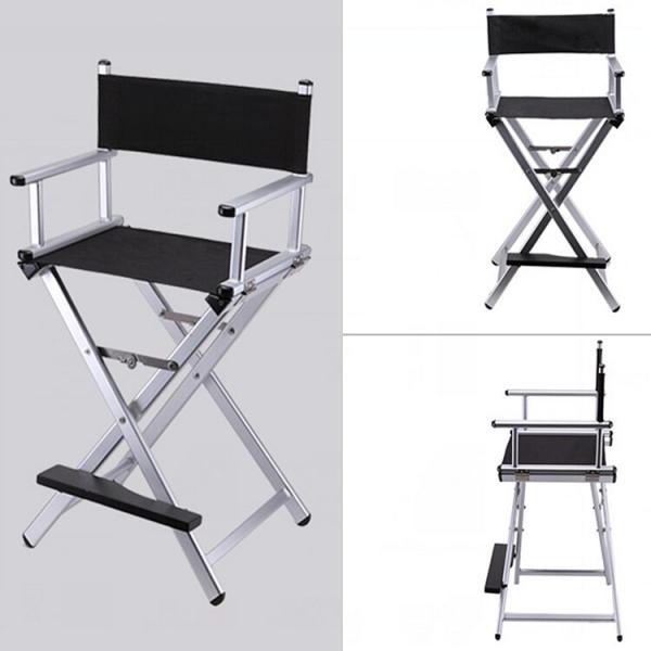 FTW Aluminium Folding Make Up Chair With Footrest Black