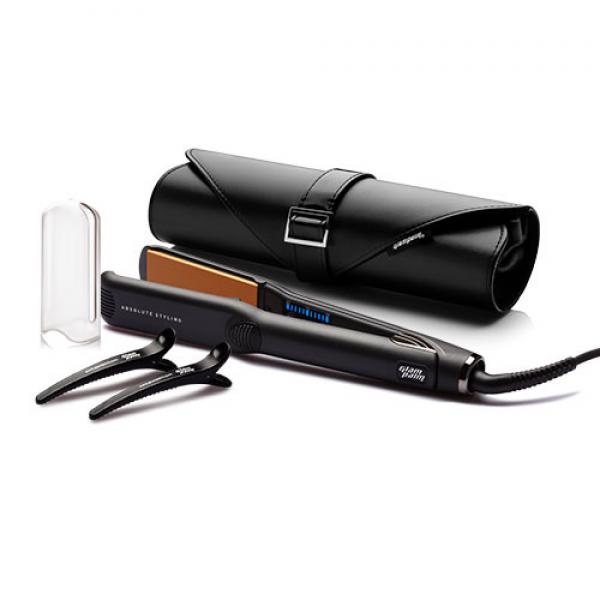 Glam Palm Straightener Black Medium 32MM Pro Vibrating Iron With Healing Stone Technology