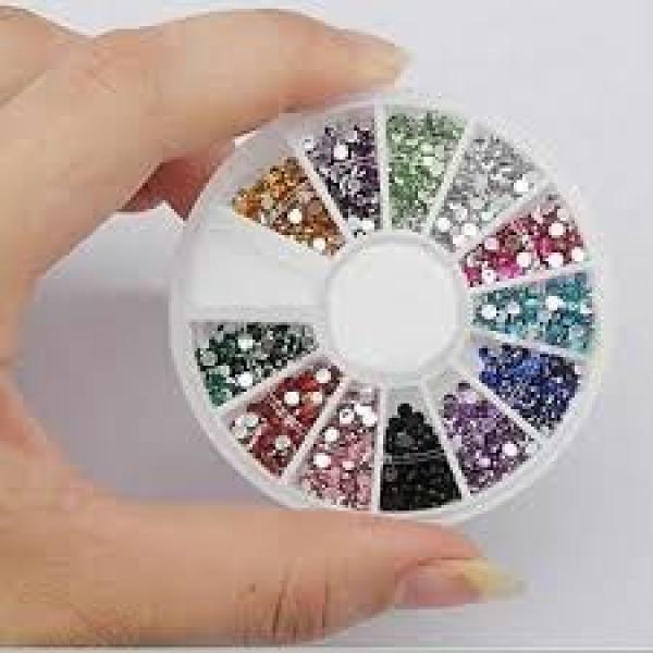 Nail Art Rhinestones In Carousel 12 Assorted Colors Indiana Nails