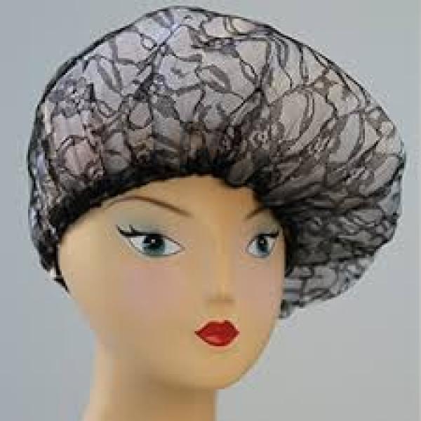Shower Cap Pastel Colors With Black Lace And Bow. Finishing Touch Body Hair And Beauty Supplies