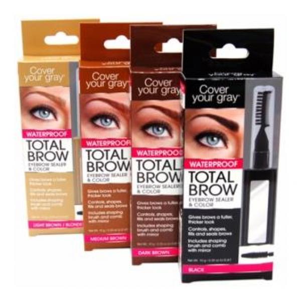 Total Brow Eyebrow Sealer Covers Greys, Color Black Includes Shaping Brush, Comb And Mirror 10GM Dateline