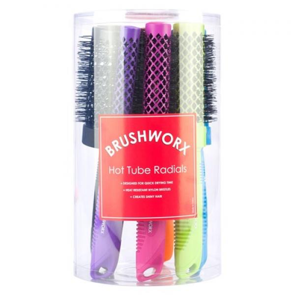 Brushworx Hot Tube Radials Six Pack Assorted Pastel Colors. Finishing Touch Body Hair And Beauty Supplies