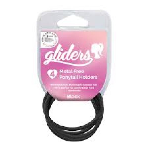 Freestyle Gliders Ponytail Holders Thick Metal Free Black Four Pieces