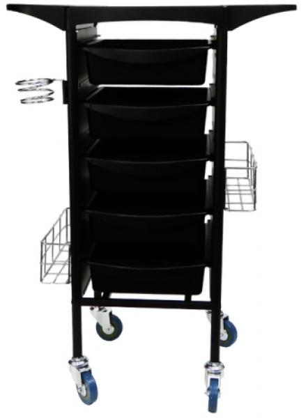 Ares Hair Dressing Trolley Five Draw Black