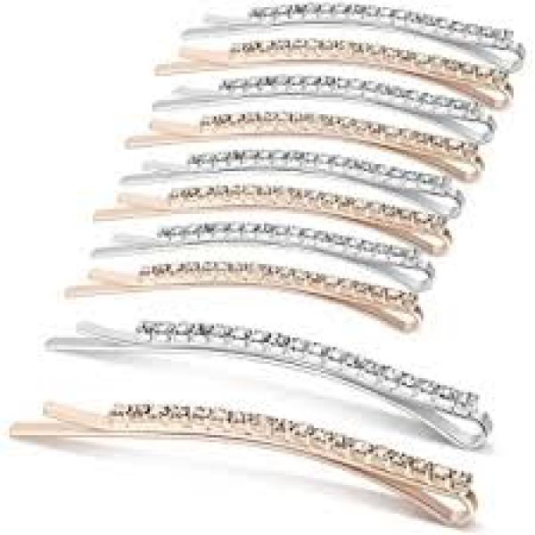 Large Single Crystal Hair Pin Silver Six Pack UE2057V. Symoon