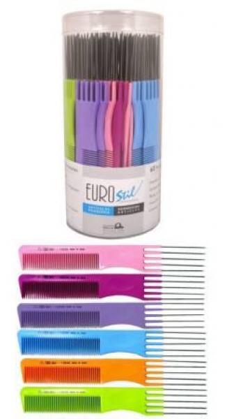 Euro Stil Tease Comb With Four Metal Pins Lifter Assorted Colors Euro Stil