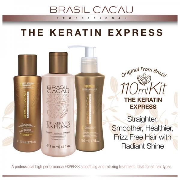 Brasil Cacau Thermal Keratin Kit Contains Three Products Shampoo Treatment Mask 110ML Each Brasil Cacau