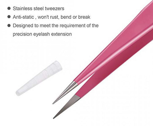 Tweezers Pink Pointed For Lash Extensions HR40