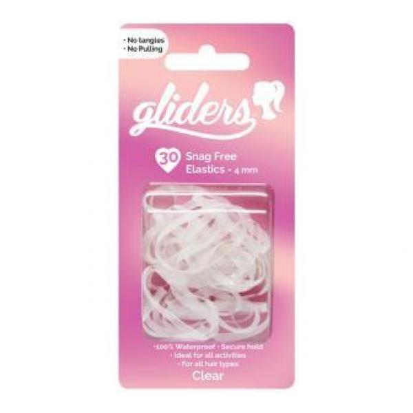 Freestyle Gliders 4MM Clear Snag Free Hair Elastics 30 Pieces Gliders