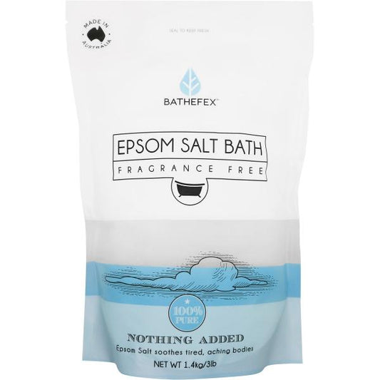 Bathefex Epsom Salt Fragrance Free Bath Crystals Nothing Added 1400GM Bathefex