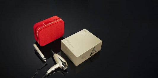 Ghd Delux Set Includes Platinum + Iron And Helios Dryer Champagne In Red Luxury Deluxe Gift Set Ghd