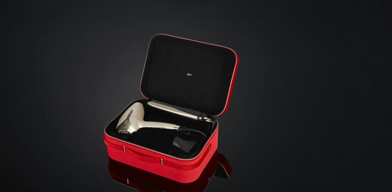 Ghd Delux Set Includes Platinum + Iron And Helios Dryer Champagne In Red Luxury Deluxe Gift Set Ghd