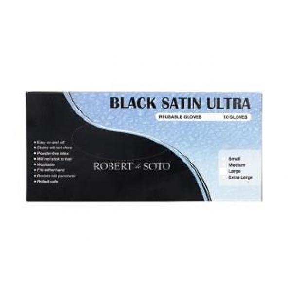 Robert De Soto Re Usable Black Satin Gloves Medium 10 Units Robert de Soto