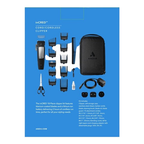 Andis inCred Clipper Black 18 Piece Andis