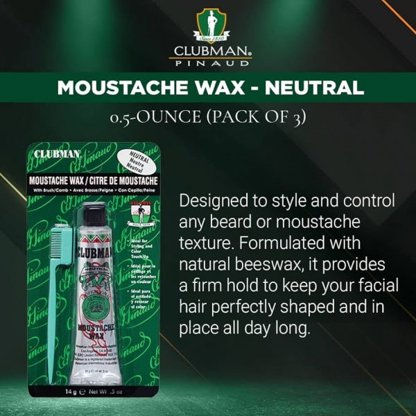 Clubman Pinaud Moustache Wax With Brush Comb 14GM Clubman