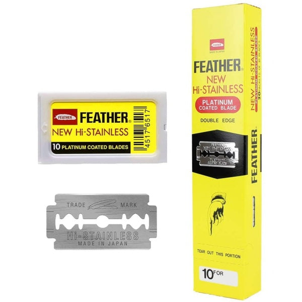 Feather Hi Stainless Blades Packets Of 10 Blades Double Edge Feather