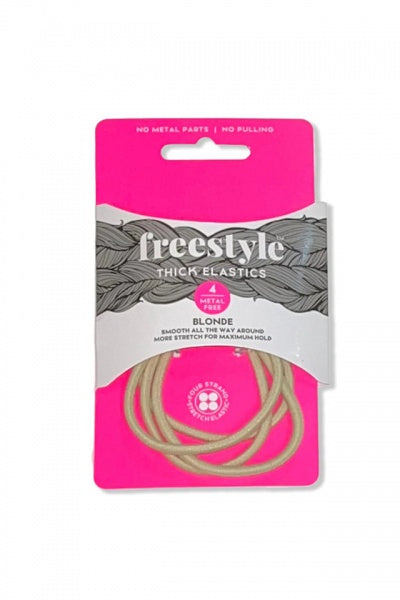 Freestyle Gliders Ponytail Holders Thick Metal Free Blonde Four Pieces Gliders