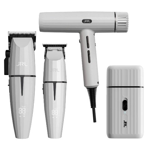 JRL Ghost Quad White Clipper, Trimmer, Hair Dryer And Foiler Set JRL