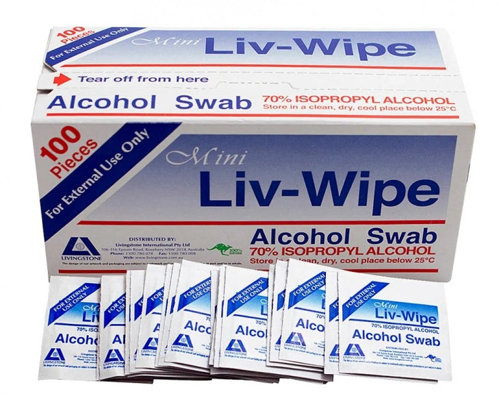 Livingstone Mini Liv Wipes Alcohol Swabs 100 Pieces Per Box Livingstone