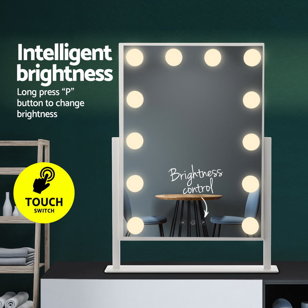 Embellir Makeup Mirror 30x41cm Hollywood Vanity with LED Light Rotation Tabletop Finishing Touch Body Hair And Beauty Supplies
