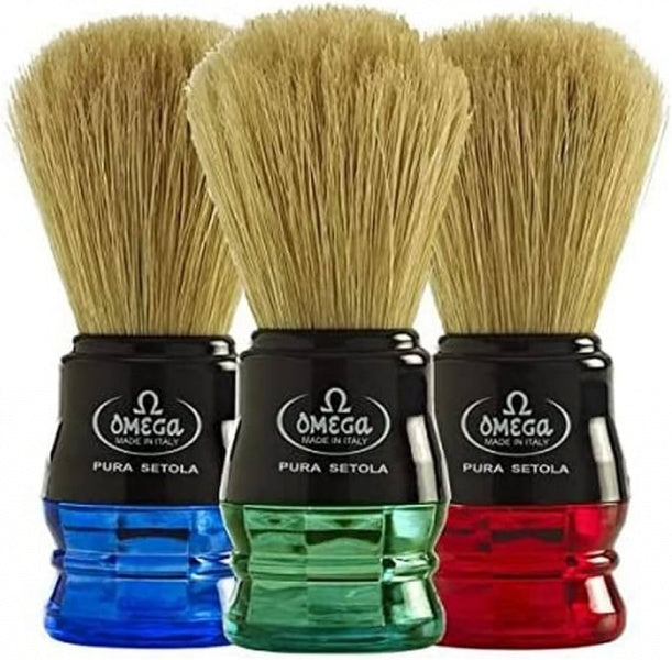 Omega Shaving Brush Plastic Handle Assorted Colours Omega