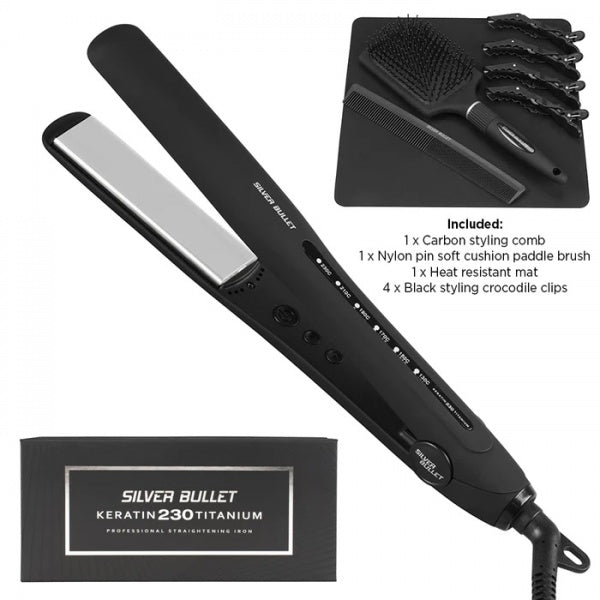 Silver Bullet Titanium 230 Silver Straightening Iron Standard Plate 25MM Silver Bullet