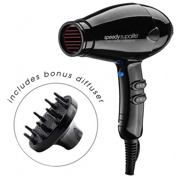 Speedy Supalite Dryer 2200 Watts Black Includes Bonus Diffuser Speedy