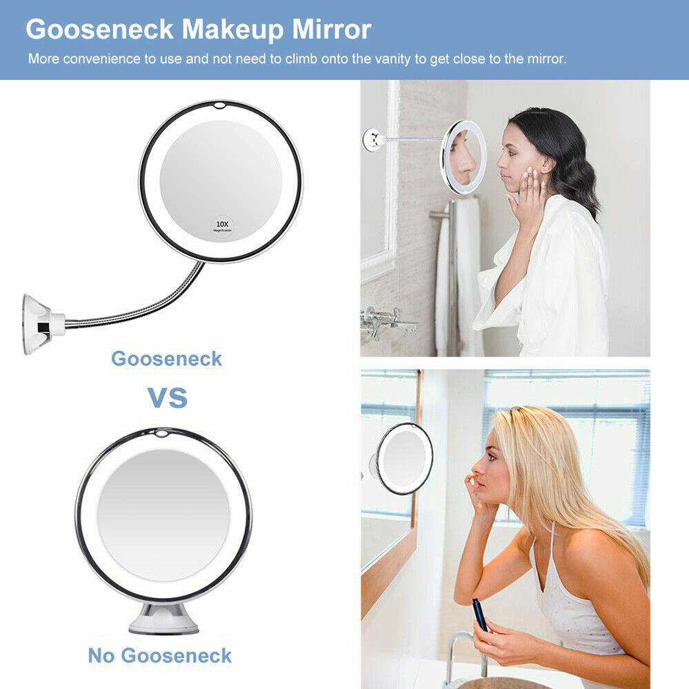 10X LED Magnifying Makeup Mirror 360° Rotation Finishing Touch Body Hair And Beauty Supplies