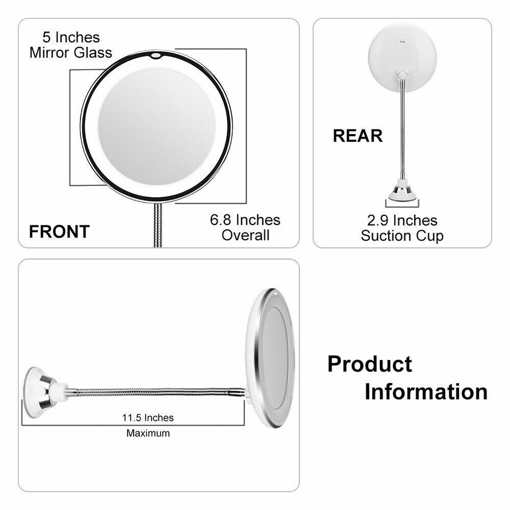 10X LED Magnifying Makeup Mirror 360° Rotation Finishing Touch Body Hair And Beauty Supplies
