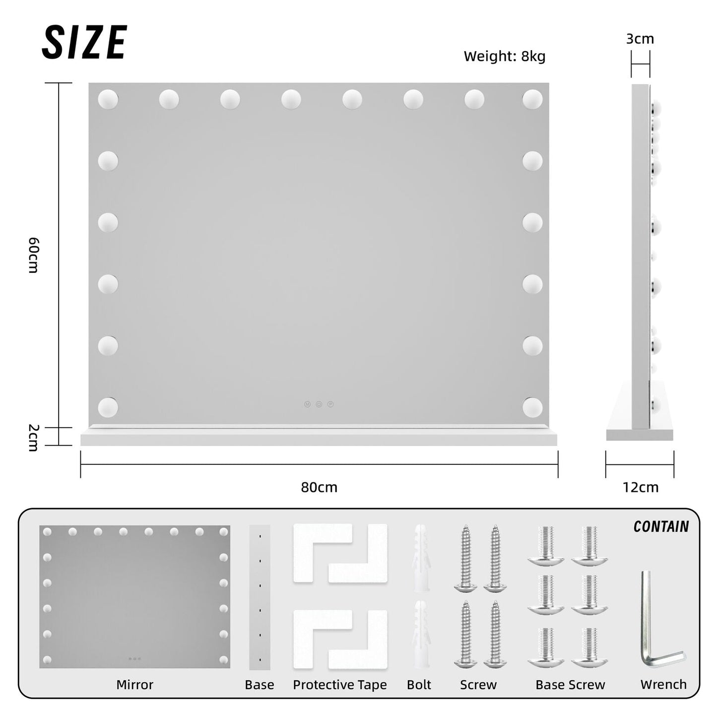 Beauty Mirror with 18 LED Bulbs, Colour Settings, White Frame, and USB A and C Ports Finishing Touch Body Hair And Beauty Supplies