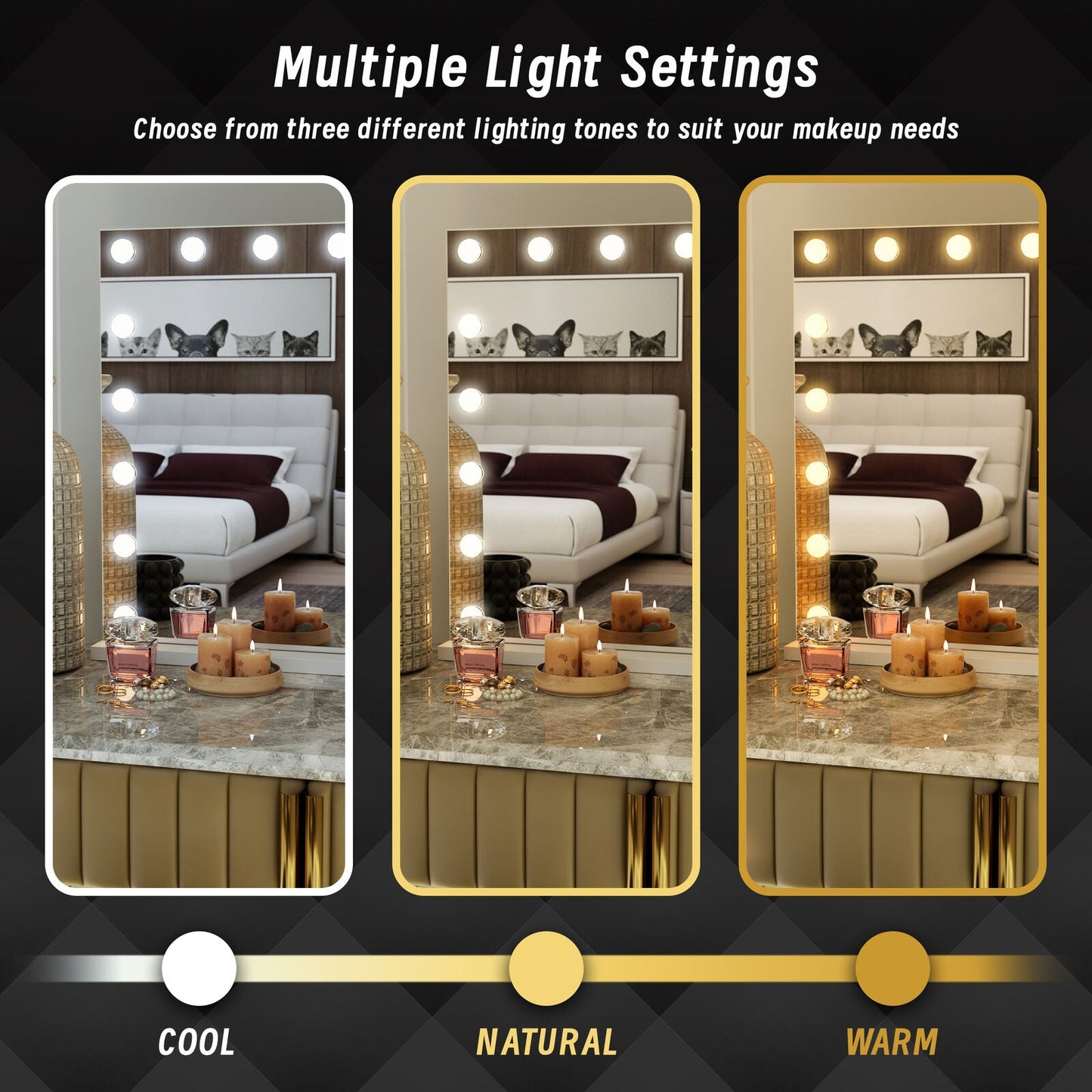 Beauty Mirror with 18 LED Bulbs, Colour Settings, White Frame, and USB A and C Ports Finishing Touch Body Hair And Beauty Supplies