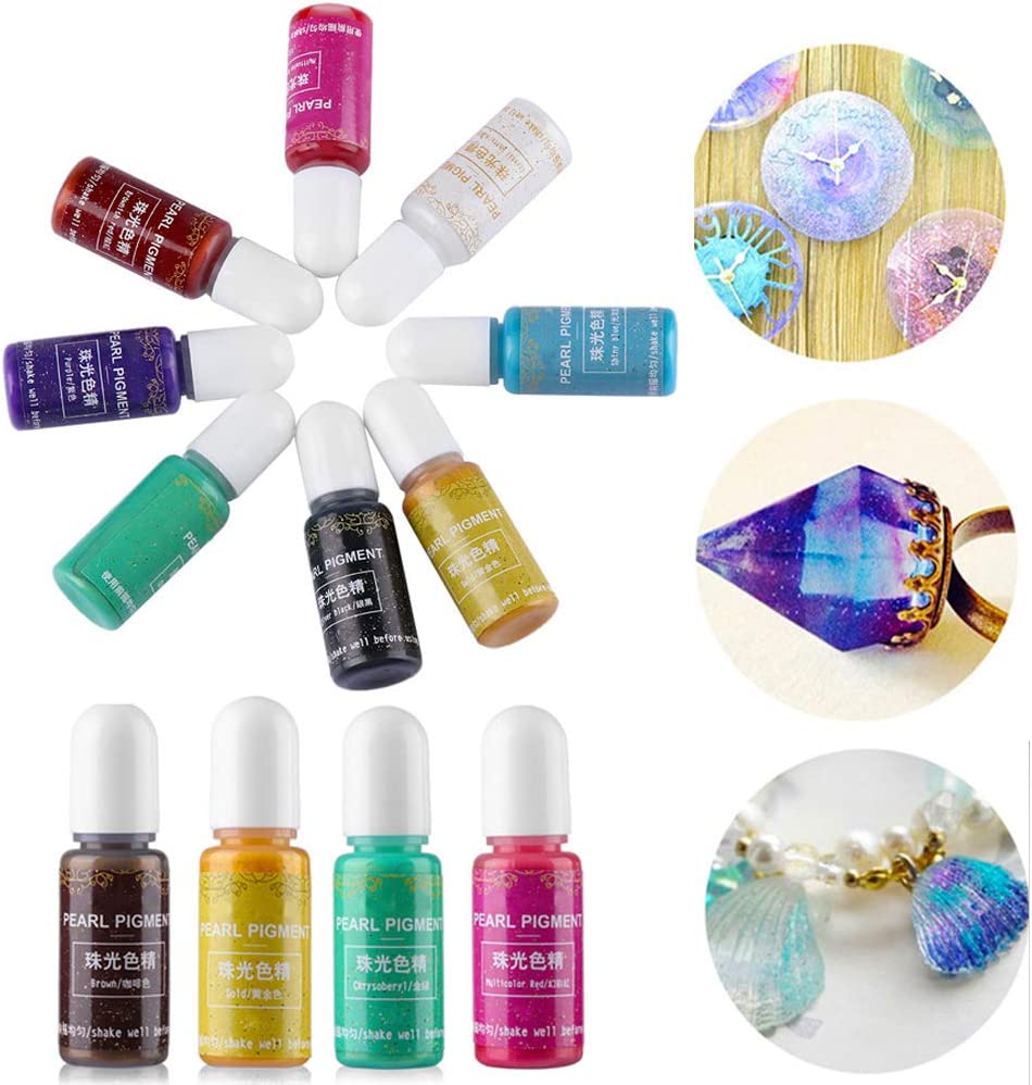 12PcS Resin Liquid Pigment Colorant Pearl Coloring Dye Epoxy Resin Colorant DIY Finishing Touch Body Hair And Beauty Supplies