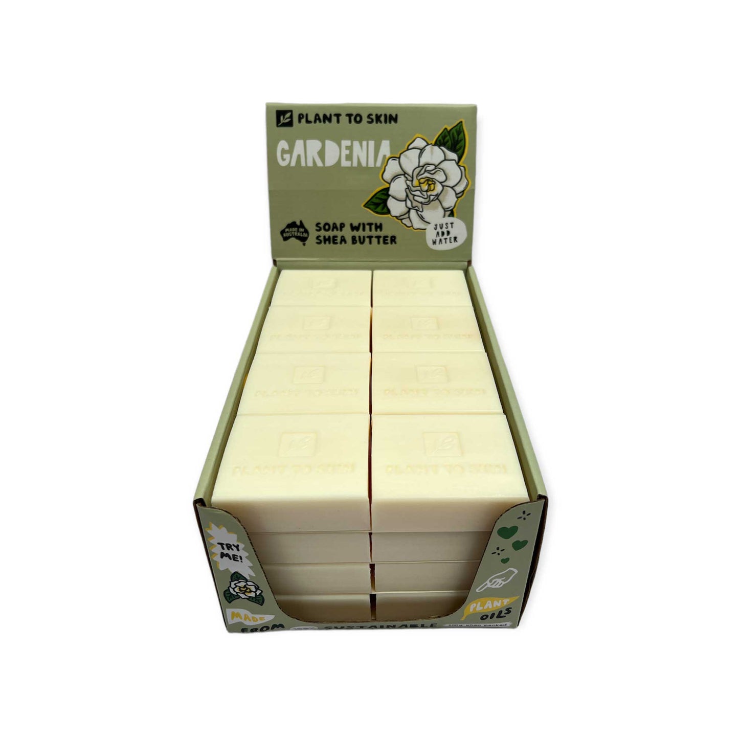 32x 100g Plant Oil Soap Gardenia Scented - Pure Natural Vegetable Bar Finishing Touch Body Hair And Beauty Supplies