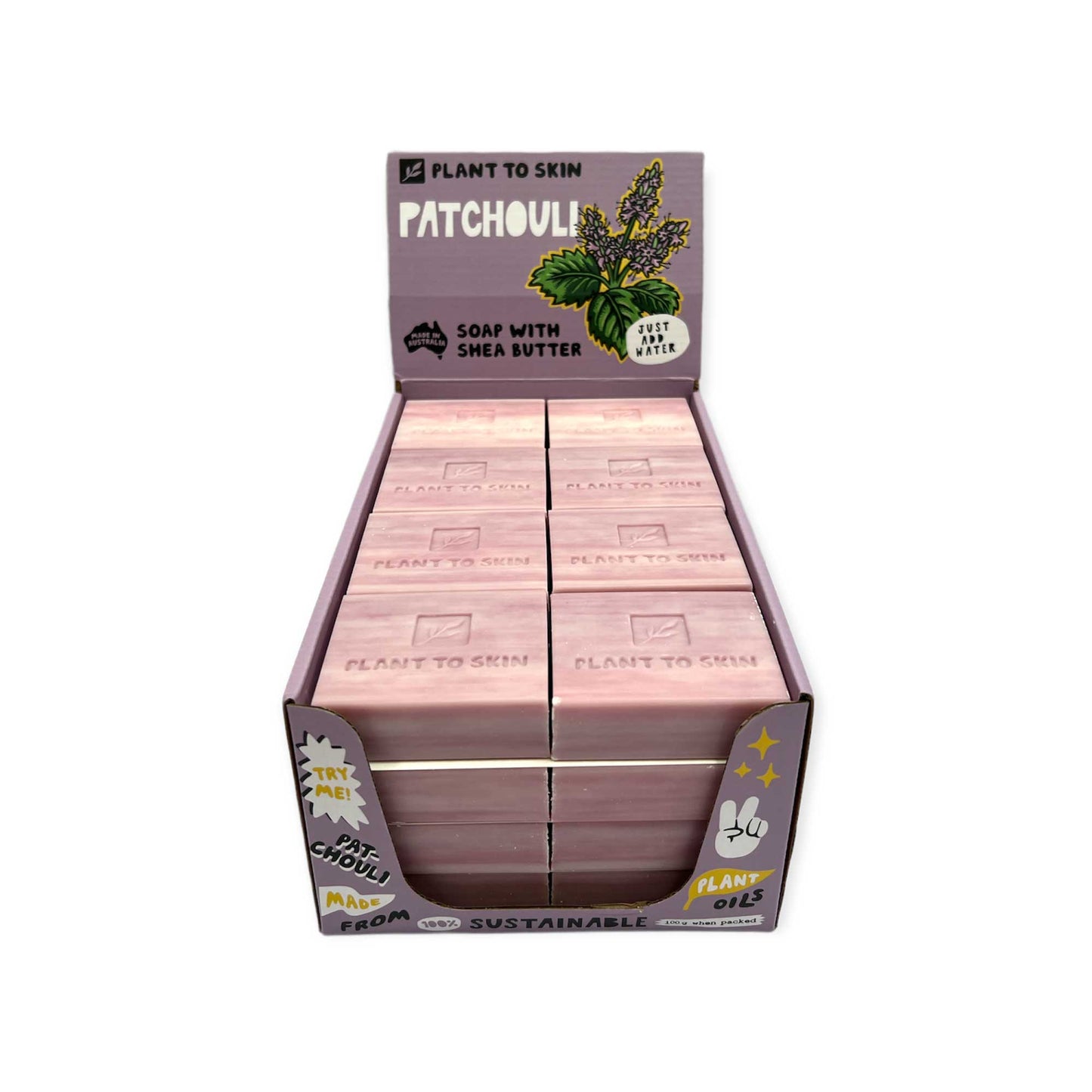 32x 100g Plant Oil Soap Patchouli Scented - Pure Natural Vegetable Bar Finishing Touch Body Hair And Beauty Supplies