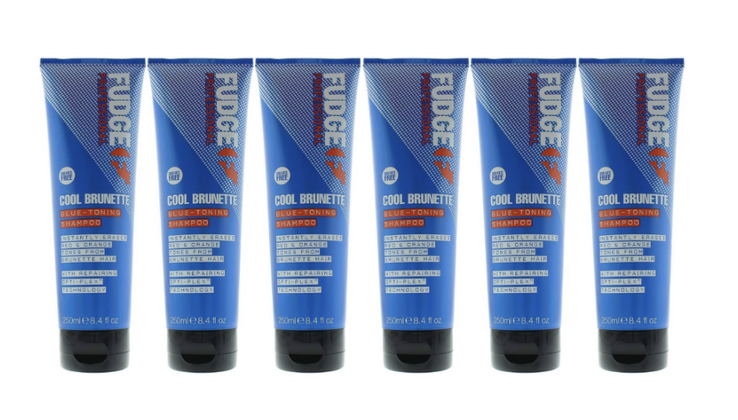 6x Fudge 250ml Blue Toning Shampoo - Erases Red & Orange from Cool Brunette Hair Finishing Touch Body Hair And Beauty Supplies