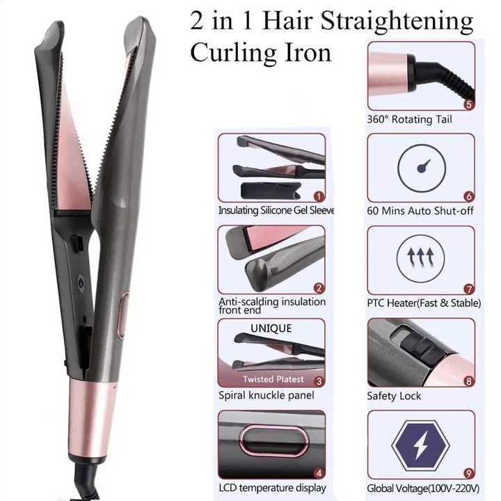 2-in-1 Hair Straightener and Curler – Ceramic Ionic Hair Styling Tool for Smooth and Wavy Hair Finishing Touch Body Hair And Beauty Supplies