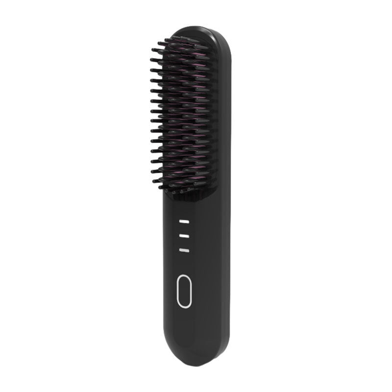 Black Wireless Hair Straightening Brush - Portable 2-in-1 Styling Tool with USB Charging, Ceramic Heat Technology, and Compact Design Finishing Touch Body Hair And Beauty Supplies
