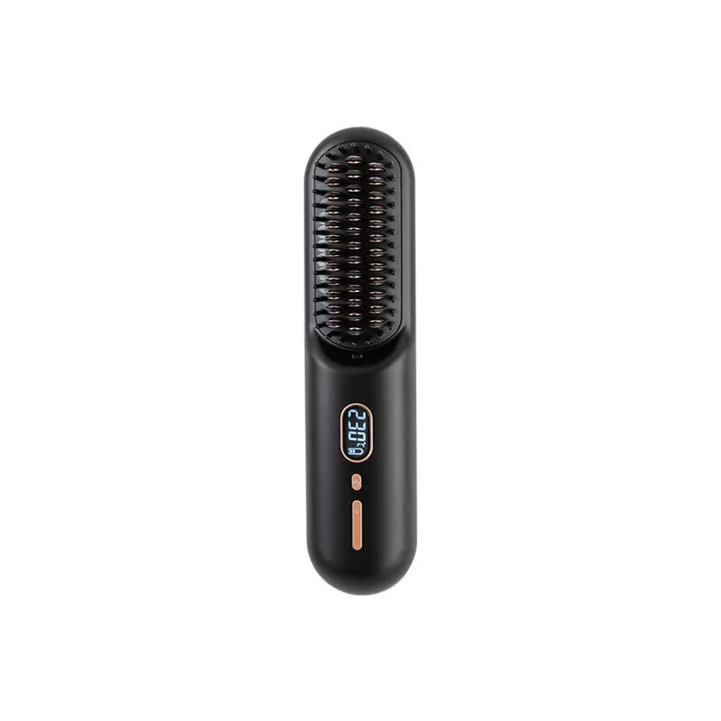 Black Rechargeable Portable Ionic Hair Straightening Comb - USB Wireless Travel Hair Style Finishing Touch Body Hair And Beauty Supplies