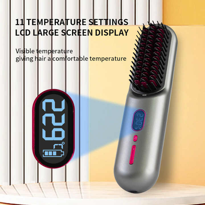 Black Rechargeable Portable Ionic Hair Straightening Comb - USB Wireless Travel Hair Style Finishing Touch Body Hair And Beauty Supplies