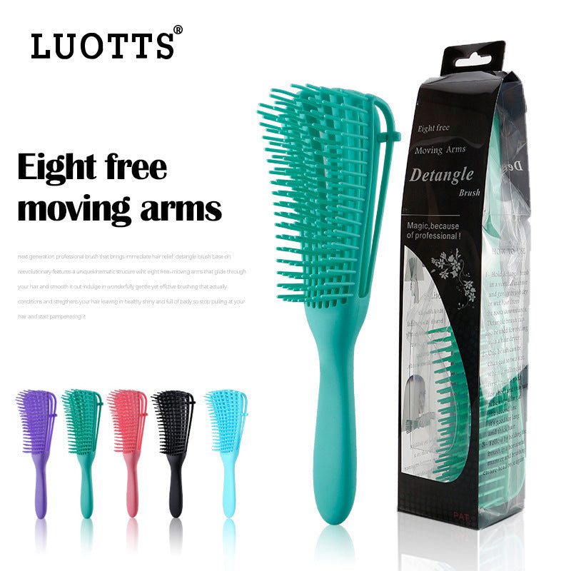 3PCS Black Octopus-Style Detangling Brush - 8 Flexible Arms for Effortless Hair Styling Finishing Touch Body Hair And Beauty Supplies