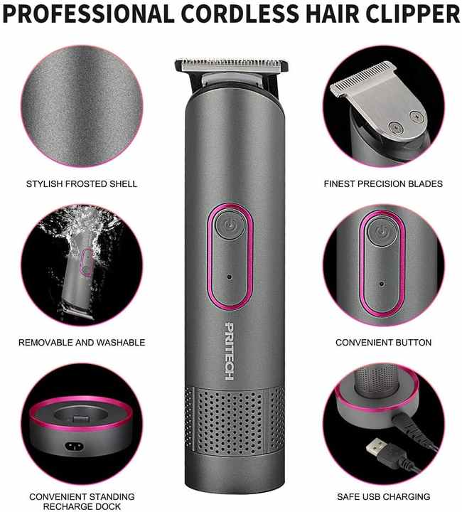 PRITECH PR-2888 Professional Hair Clipper Kit - USB Rechargeable, 600mAh Battery, IPX6 Waterproof Grooming Set Finishing Touch Body Hair And Beauty Supplies
